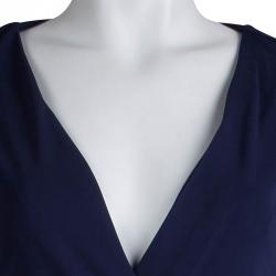 Pre Owned Diane von Furstenberg Navy Blue Knit New Julian Two Wrap Dress S