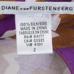 Pre Owned Diane von Furstenberg Multicolor Silk Jersey Mylene Wrap Dress S