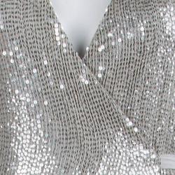 Pre Owned Diane Von Furstenberg Silver Sequin Embellished Sleeveless Yahzi Wrap Gown S