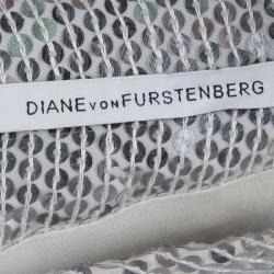 Pre Owned Diane Von Furstenberg Silver Sequin Embellished Short Sleeve Mako Top S