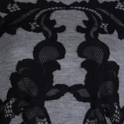 Pre Owned Diane Von Furstenberg Grey Floral Lace Applique Detail Shara Sweater XS