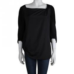 Pre Owned Diane von Furstenberg Cebolla Black Pleated Top M