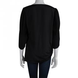 Pre Owned Diane von Furstenberg Cebolla Black Pleated Top M