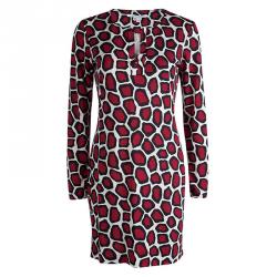 Pre Owned Diane Von Furstenberg Stone Leopard Print Silk Jersey Reina Dress S