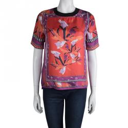 Pre Owned Diane Von Furstenberg Multicolor Silk Print Dayle Top XS