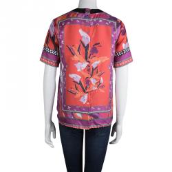 Pre Owned Diane Von Furstenberg Multicolor Silk Print Dayle Top XS