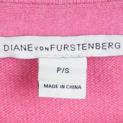 Pre Owned Diane Von Furstenberg Pink Short Sleeve High Low Brianna Sweater XS/S