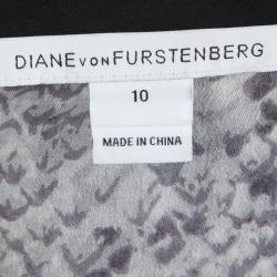 Pre Owned Diane Von Furstenberg Snakeskin Print Lane Chiffon Long Sleeve Blouse L