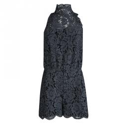 Diane von Furstenberg Grey Lace Sleeveless Jemmie Romper XS