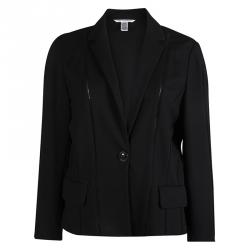 Pre Owned Diane Von Furstenberg Black Knit Jica Jacket XL