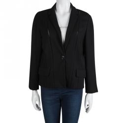 Pre Owned Diane Von Furstenberg Black Knit Jica Jacket XL