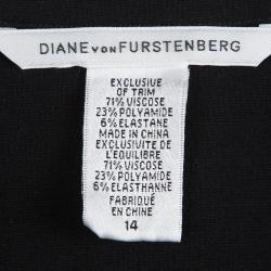 Pre Owned Diane Von Furstenberg Black Knit Jica Jacket XL