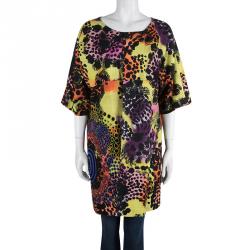 Pre Owned Diane Von Furstenberg Multicolor Printed Cutout Embroidery Detail Vintar Jacket XL