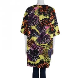 Pre Owned Diane Von Furstenberg Multicolor Printed Cutout Embroidery Detail Vintar Jacket XL