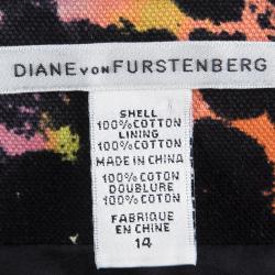 Pre Owned Diane Von Furstenberg Multicolor Printed Cutout Embroidery Detail Vintar Jacket XL