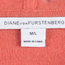 Pre Owned Diane Von Furstenberg Orange Hooded High Low Kaiyo Sweater M/L