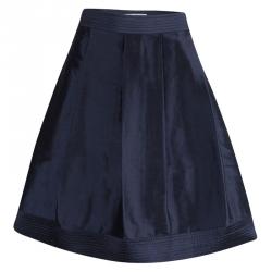 Pre Owned Diane Von Furstenberg Navy Blue Silk Lou Lou Skirt M