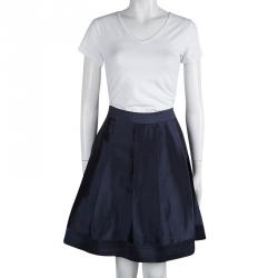 Pre Owned Diane Von Furstenberg Navy Blue Silk Lou Lou Skirt M