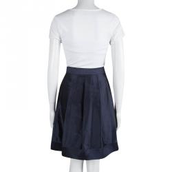 Pre Owned Diane Von Furstenberg Navy Blue Silk Lou Lou Skirt M