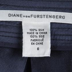 Pre Owned Diane Von Furstenberg Navy Blue Silk Lou Lou Skirt M
