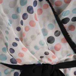 Pre Owned Diane Von Furstenberg Multicolor Polka Dot Printed Silk Mateo Top M