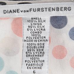 Pre Owned Diane Von Furstenberg Multicolor Polka Dot Printed Silk Mateo Top M