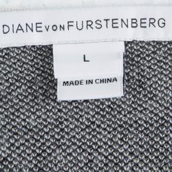 Pre Owned Diane Von Furstenberg Light Grey Tie Detail Kyla Wrap Cardigan L