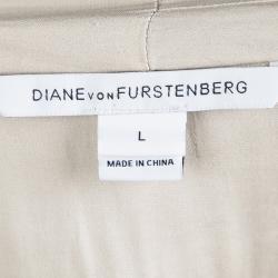 Pre Owned Diane Von Furstenberg Beige Silk Clean Keiko Draped Top L