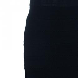 Pre Owned Diane Von Furstenberg Black Stitches Bandage Dress M
