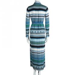 Pre Owned Diane Von Furstenberg Multicolor Printed Silk Button Front Amina Maxi Dress XS