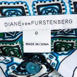 Pre Owned Diane Von Furstenberg Multicolor Printed Silk Button Front Amina Maxi Dress XS