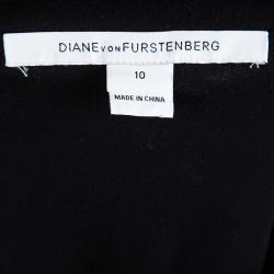 Pre Owned Diane Von Furstenberg Black Lace Zarita Scoop Dress L
