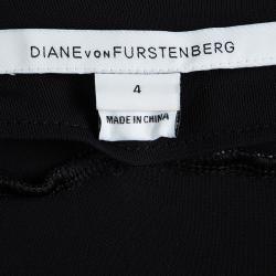 Pre Owned Diane Von Furstenberg Black Marble Wave Jewel Wrap Dress S