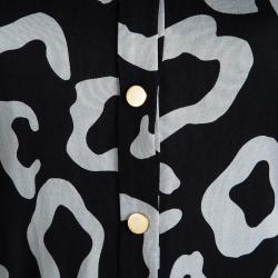 Pre Owned Diane Von Furstenberg Black Printed Silk Wrap Makis Shirt Dress M