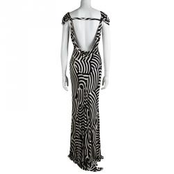 Pre Owned Diane Von Furstenberg Monochrome Rainbow Room Talon Maxi Dress M