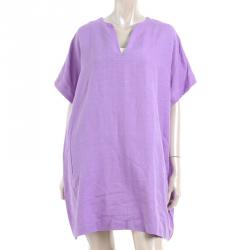Pre Owned Diane Von Furstenberg Purple Oversized Silk Dress S