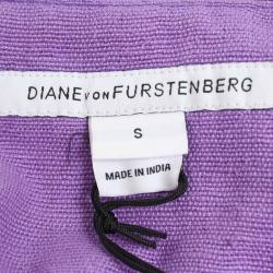 Pre Owned Diane Von Furstenberg Purple Oversized Silk Dress S