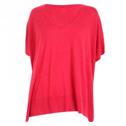 Pre Owned Diane Von Furstenberg Red Oversized Knit Top S