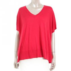 Pre Owned Diane Von Furstenberg Red Oversized Knit Top S