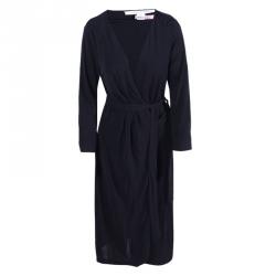 Pre Owned Diane Von Furstenberg Black New Julian Two Wrap Dress L