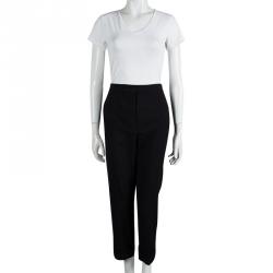 Pre Owned Diane Von Furstenberg Black Drawstring Detail Cropped Johnson Trousers L