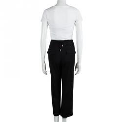 Pre Owned Diane Von Furstenberg Black Drawstring Detail Cropped Johnson Trousers L
