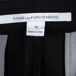 Pre Owned Diane Von Furstenberg Black Drawstring Detail Cropped Johnson Trousers L