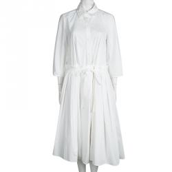 Pre Owned Diane von Furstenberg White Cotton Poplin Cynthia Dress L