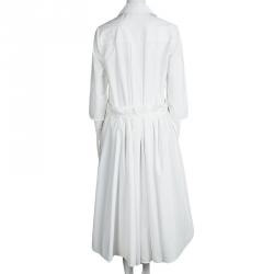 Pre Owned Diane von Furstenberg White Cotton Poplin Cynthia Dress L