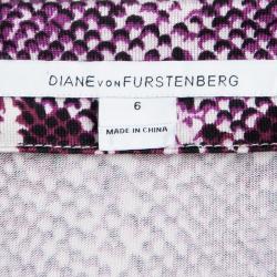 Pre Owned Diane Von Furstenberg Purple Snakeskin Print New Julian Two Wrap Dress M
