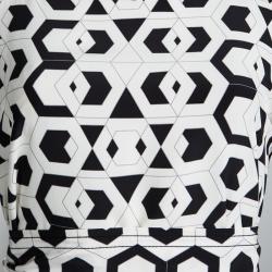 مملوكة مسبقًا Diane Von Furstenberg Monochrome Printed Silk Belted Eribec Shift Dress M
