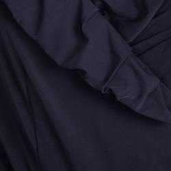 مملوكة مسبقًا Diane Von Furstenberg Navy Blue Knit Bethania Short Sleeve Wrap Dress M