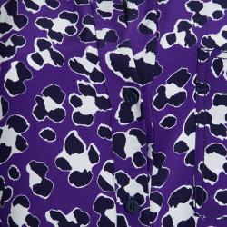 Pre Owned Diane Von Furstenberg Purple Printed Silk Long Sleeve Gilmore Blouse M