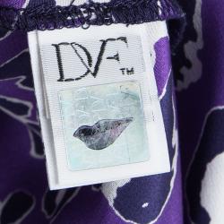 Pre Owned Diane Von Furstenberg Purple Printed Silk Long Sleeve Gilmore Blouse M